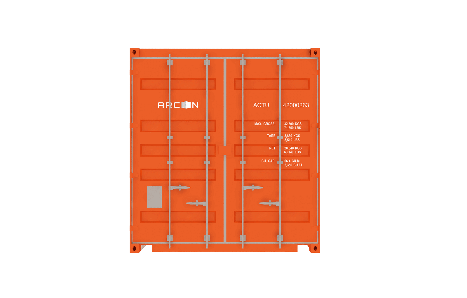 Side profile of a 40ft open top container designed for oversized machinery